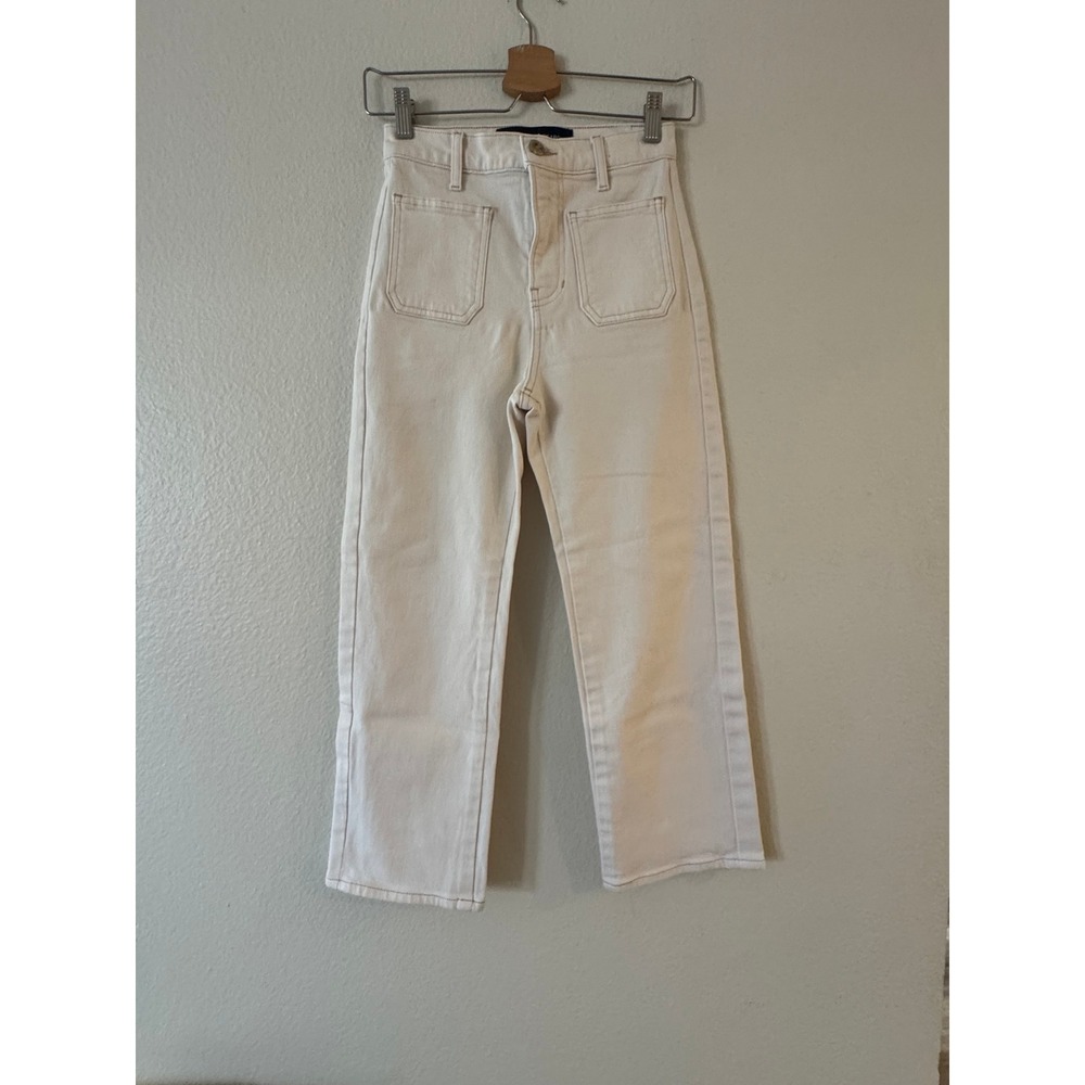 J.Crew Grant Wide Leg Crop Jeans High Rise Patch Pocket 24 Ecru White Excellent